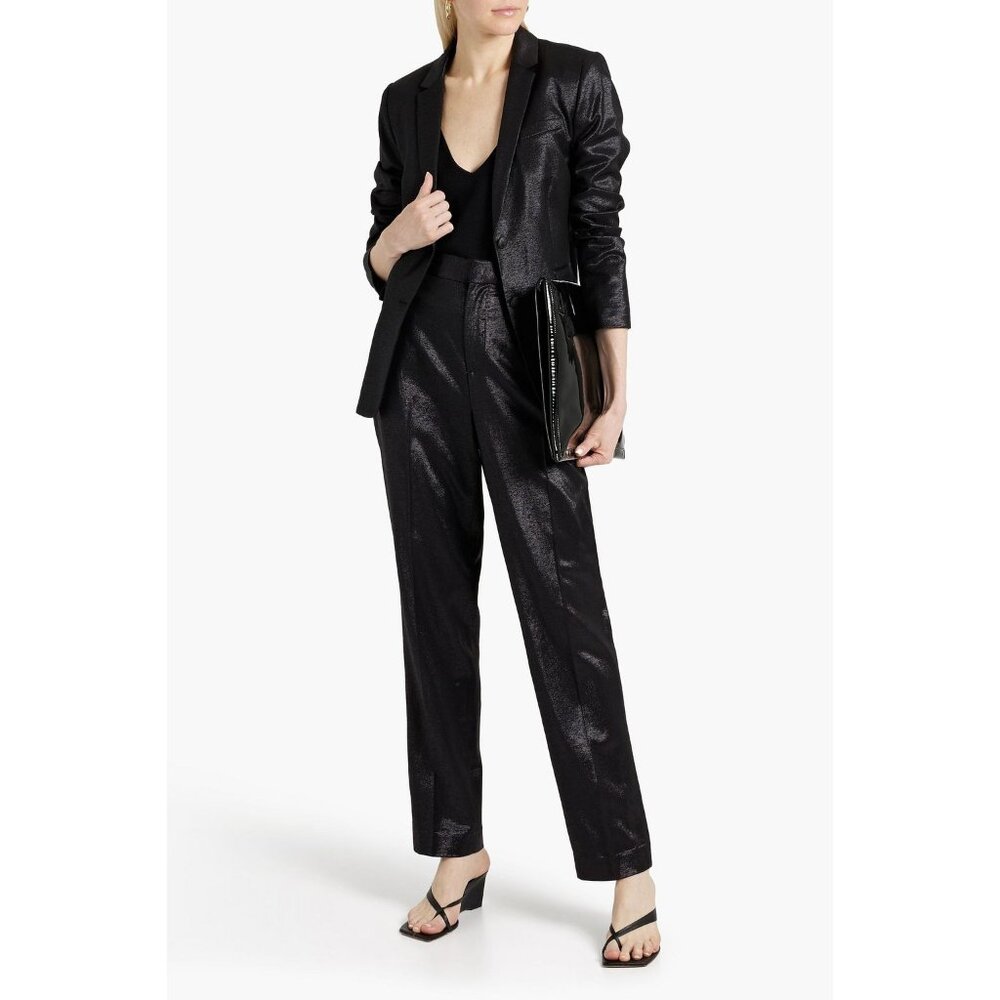 NWT Rag & Bone Razor Metallic Wool-blend Twill Straight-leg Pants 2